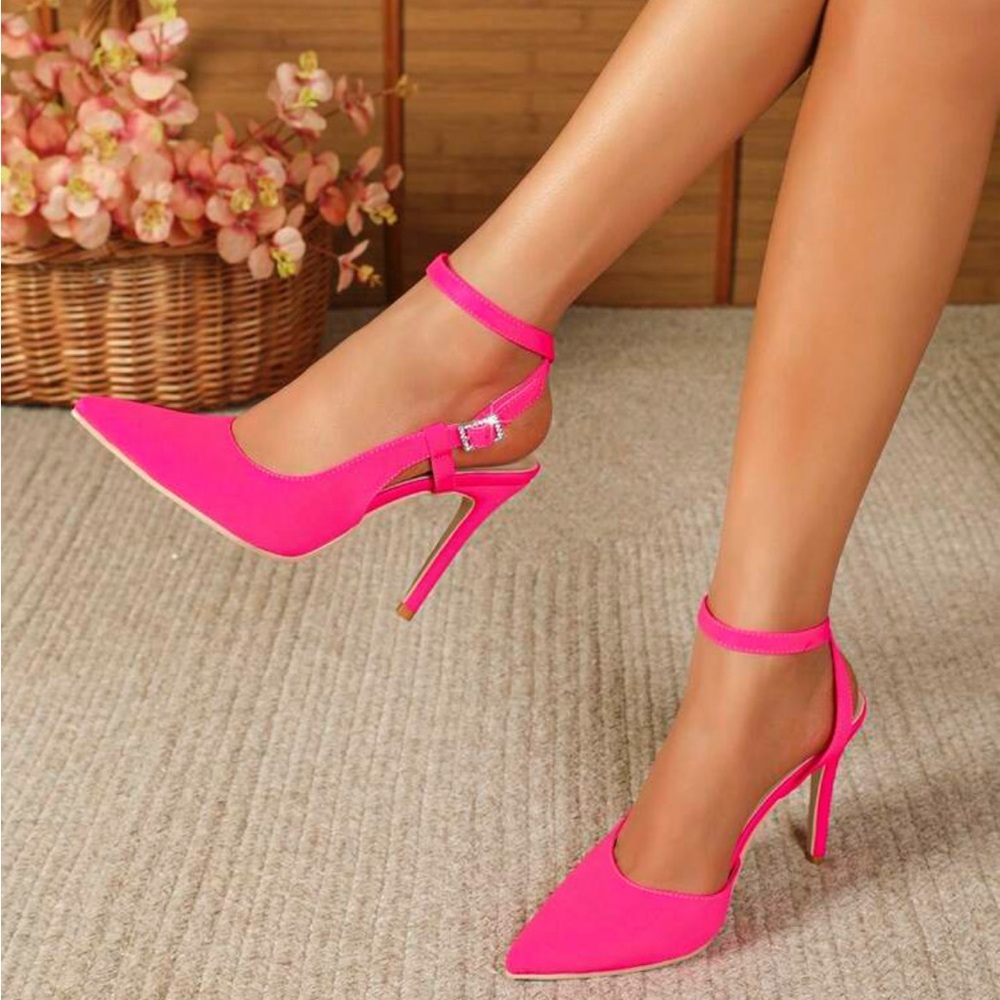 Ladies' Cross Straps Buckle Block Heel Sandals With Color-Block Design - Picture 1 of 4